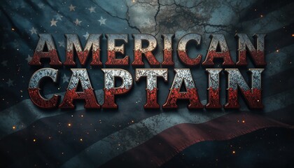 American Captain: A Patriotism Graphic Design Featuring a Distressed American Flag and Bold Text