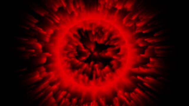 Animation of a round energy core or demon core emitting gamma ray radiation with amazing colorful light. energy core that emits light radiation
