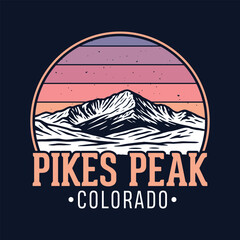 Pikes Peak, Colorado - Adventure t-shirt design for tourism