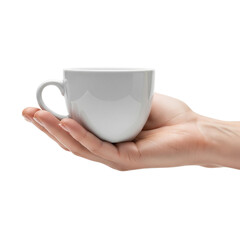Hand holding a coffee cup isolated on transparent background
