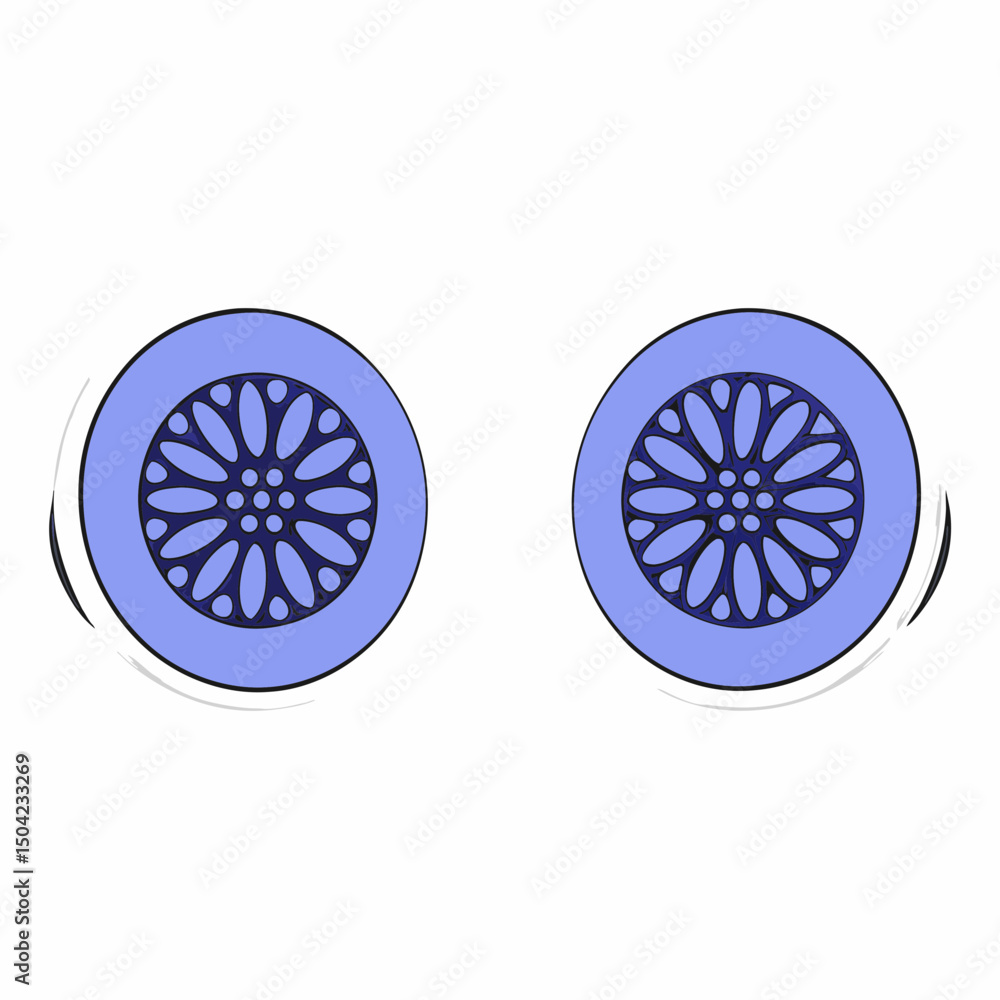 Poster vector stylish circular design featuring two blue decorative elements with intricate floral patterns
