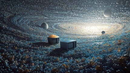 A microwave floating through a galaxy of popcorn planets 