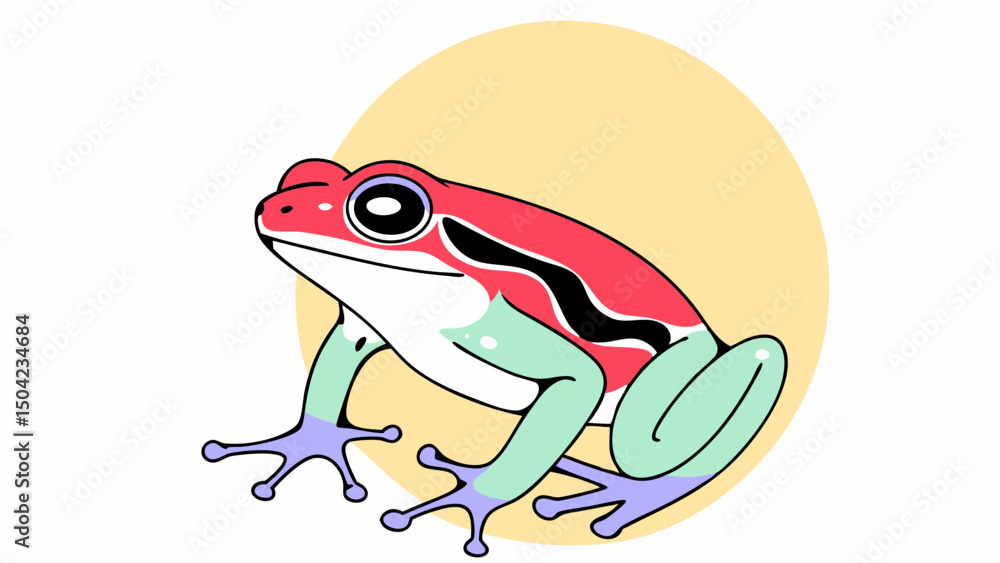 Poster vector red and green tree frog, showcasing its unique colors and features against soft background, c