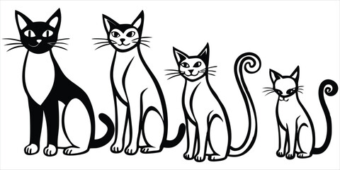 Minimalist Cat Designs in Black and White Suitable for trendy aesthetic themes in digital art.