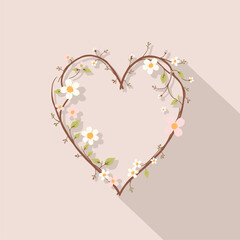 Floral Heart Wreath: Romantic Spring Design Element
