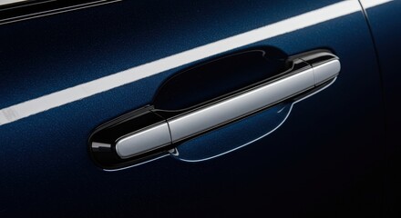 Close up view of sleek car door handle showcasing modern design and craftsmanship quality