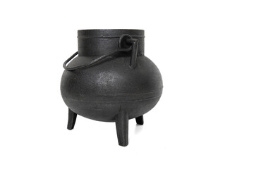 Black cauldron isolated on a white background
