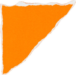 Ripped dirty orange craft paper hand torn with shadow isolated on white transparent png background