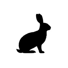 Collection of silhouettes of farm animals - rabbit, Animals side view. Illustration on transparent background 