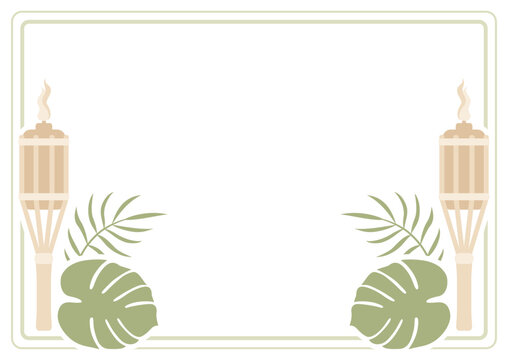 Tiki torch tropical frame with copy space

