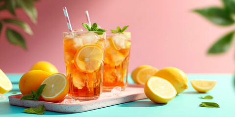 Iced Citrus Tea on a Refreshing Beverage Tray