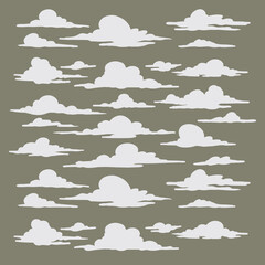 Seamless Pattern of White Clouds on a Gray Background