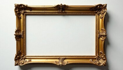 Heavy gold frame, chipped paint, antique style, texture, heritage
