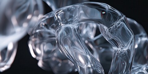 Abstract, translucent forms intertwining in a complex design.