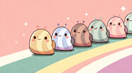 Cheerful Birds on Rainbow Gradient Background