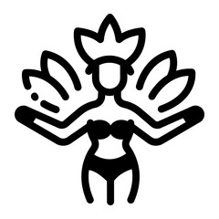 A linear icon showing a casino girl 
