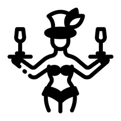 A linear icon of elegant casino lady

