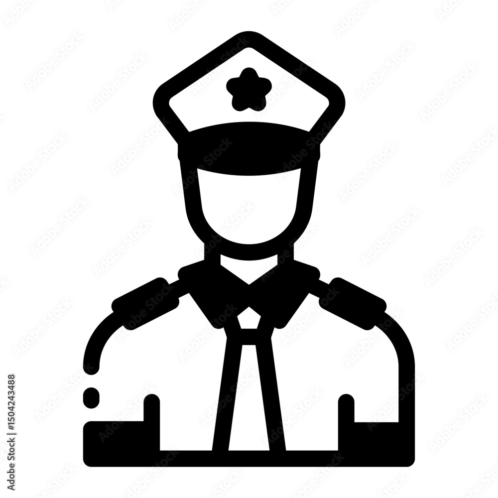 Canvas Prints an outline style icon of alert security guard figure