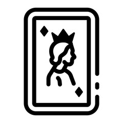 A linear icon of elegant queen card design


