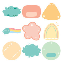Cute Handdrawn Pastel Shape Cloud Rainbow Element Decorative Graphic