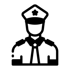 An outline style icon of alert security guard figure
