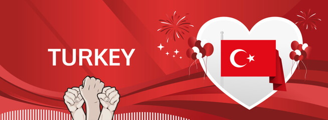 Turkey National Day modern greeting banner. 29 October Happy Republic Day. Festive horizontal background with flag colors, great for carnival poster, tourism campaign, holidays flash sale