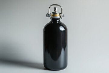 A small glass oxygen bottle for hospital use on an isolated background