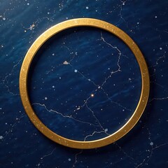 Naklejka premium Dark blue marble, golden circle frame Elegant, luxurious backdrop , backdrop, poster