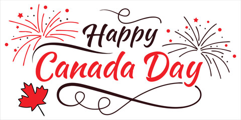 Canada Day Celebration Art Festive design showcasing dynamic fireworks and classic red maple leaf. Great for holiday marketing and digital projects.