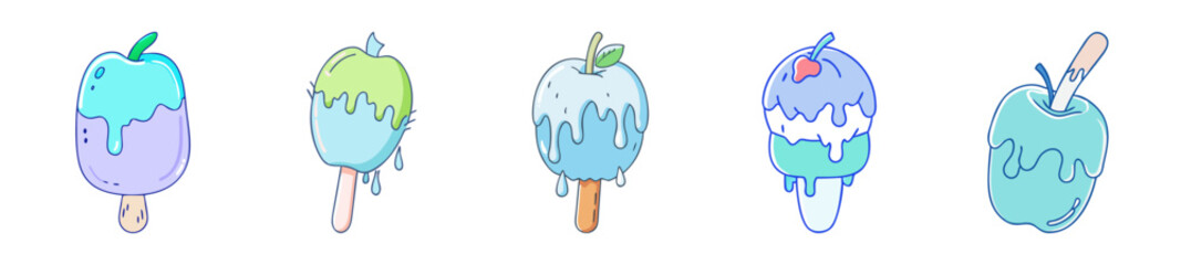 ice apple icon, ice apple line art - simple line art of ice apple, perfect for ice apple logos and icons