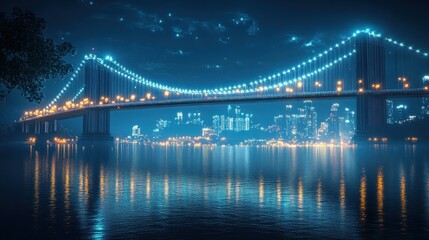 Fototapeta premium Nighttime bridge illumination
