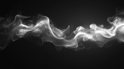 Abstract white smoke wave on black background digital art