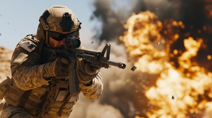 Soldier in Combat Zone