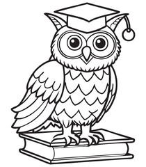 Fototapeta premium Graduation owl for coloring page
