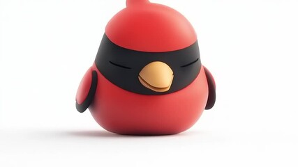 Cute Cardinal Toy: A Playful Animated Bird Character Design on White Background - Powered by Adobe