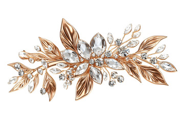 Jewelry brooch with precious stones on transparent background