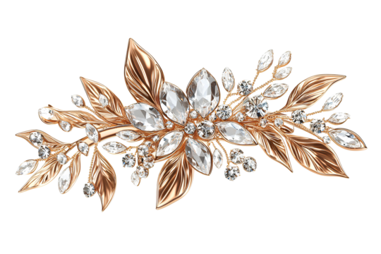 Jewelry brooch with precious stones on transparent background