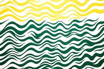 Yellow and green wavy lines create a modern, minimalist art pattern on white backdrop