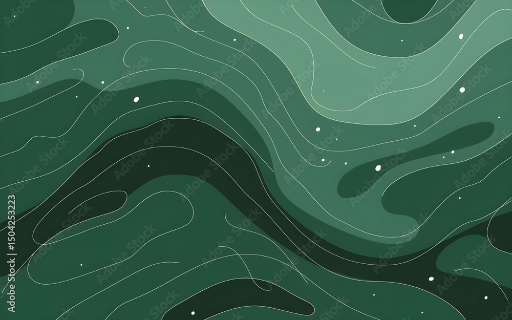 Poster elegant green abstract background with swirling organic shapes and subtle texture for design project