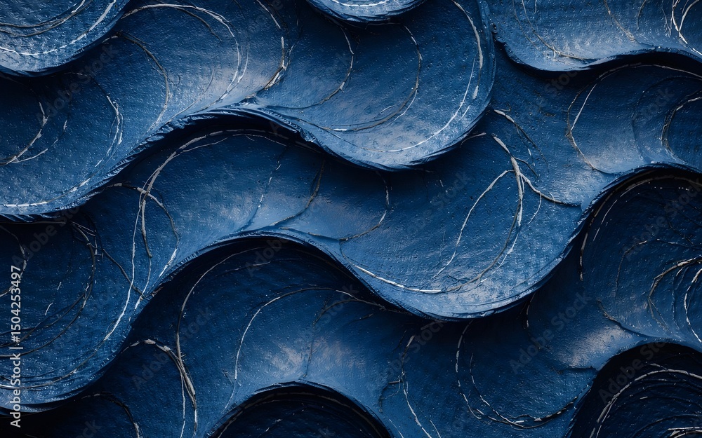 Poster abstract blue wave pattern texture background design for art prints and decor