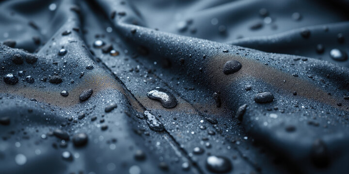 Gorpcore Textile Abstract Technical outdoor fabric extreme close-up showing waterproof membrane texture, performance material aesthetic, cool gray and alpine blue