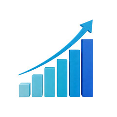 Rising bar graph isolated on transparent background