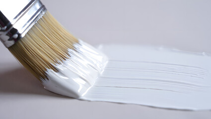 White Paint Brushstrokes on Natural Wood Texture Background