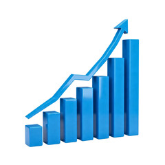 Rising bar graph isolated on transparent background