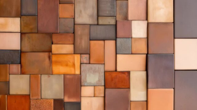 Leather tile wall with brown and tan texture creating warm and cozy textured pattern