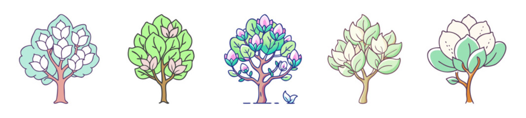 magnolia tree icon, magnolia tree line art - simple line art of magnolia tree, perfect for magnolia tree logos and icons © RafiqulIslam