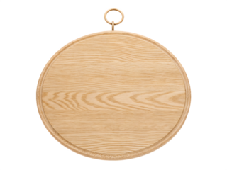 Oval wooden sign, light brown wood grain texture isolated on white background PNG