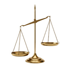 Scales of justice with one side heavier than the other isolated on transparent background 