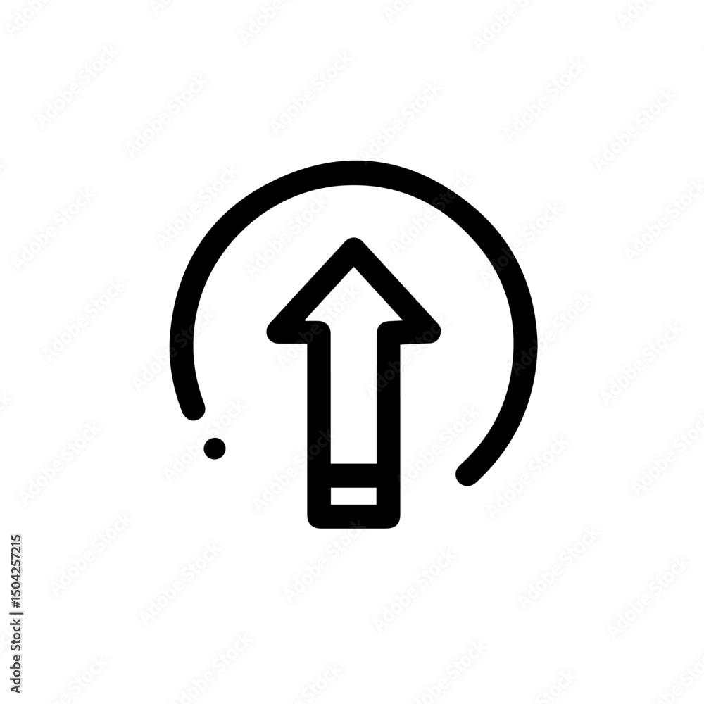 Poster simple upward arrow icon in circle. up arrow symbol indicates progress, growth, and improvement. thi