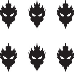 Halloween face mask. Vector set of silhouette Halloween face mask. 